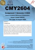 CMY2604 Assignment 1 (COMPLETE ANSWERS) Semester 2 2024 (669339)- DUE 19 August 2024