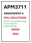 APM3711 Assignment 4 Complete Solutions UNISA 2024 Numerical Methods Due date !2 August 2014 