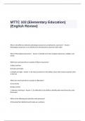 MTTC 103 Exam Questions and Answers  (Elementary Education) (English Review)