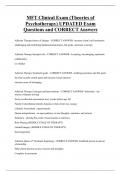 MFT Clinical Exam (Theories of  Psychotherapy) UPDATED Exam  Questions and CORRECT Answers