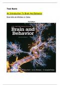 Test Bank- An Introduction To Brain And Behavior Bryan Kolb; Ian Whishaw; G. Teskey 7th Edition|| NEWEST UPDATE 2024