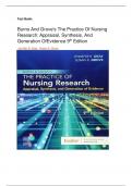 Test Bank - Burns and Grove’s the Practice of Nursing Research 9th Edition (Susan K. Grove. 2024) Latest Edition || Instant Download 