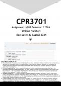 CPR3701 Assignment 1 (ANSWERS) Semester 2 2024 - DISTINCTION GUARANTEED