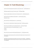 Chapter 12: Tooth Morphology Questions And Answers With 100% Correct Answers