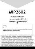 MIP2602 Assignment 4 (ANSWERS) 2024 - DISTINCTION GUARANTEED