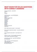 MUST KNOW FOR NCLEX QUESTIONS WITH CORRECT ANSWERS