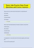 Nurse Aide Practice State Exam Questions and Correct Answers