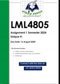 LML4805 Assignment 1 (QUALITY ANSWERS) Semester 2 2024