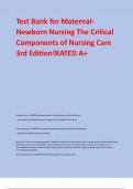 Test Bank for MaternalNewborn Nursing The Critical Components of Nursing Care 3rd Edition!RATED A+