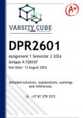 DPR2601 Assignment 1 (DETAILED ANSWERS) Semester 2 2024 - DISTINCTION GUARANTEED