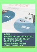 AFPA PRENATAL/POSTNATAL FITNESS SPECIALIST (2024) LATEST QUESTIONS WITH 100% CORRECT ANSWERS!!