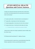 ATI RN MENTAL HEALTH Questions and Correct Answers