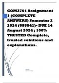 COM3701 Assignment 1 (COMPLETE ANSWERS) Semester 2 2024 (695941)- DUE 14 August 2024 ; 100% TRUSTED Complete, trusted solutions and explanations. 