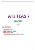 ATI TEAS 7 Test Bank: Complete 2024 Exam Test Practice Questions and Detailed Answers for All Sections