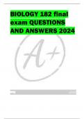 BIOLOGY 182 final  exam QUESTIONS  AND ANSWERS 2024