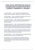 ANALYTICAL METHODS OF HEALTH LEADERS (SET 8) QUESTIONS WITH CORRECT ANSWERS A+ GRADED