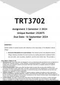 TRT3702 Assignment 3 (ANSWERS) Semester 2 2024 - DISTINCTION GUARANTEED