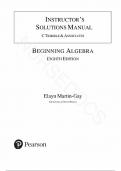 Solution Manual - for Beginning Algebra 8th Edition  by Elayn Martin-Gay, All Chapters 1-9  |Complete Guide A+ 