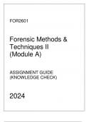 FOR2601 - Assignment Guide (Knowledge Check) 2024 - Forensic Methods & Techniques.