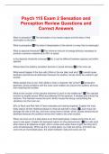 Psych 115 Exam 2 Sensation and Perception Review Questions and Correct Answers