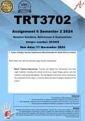 TRT3702 Assignment 6 (COMPLETE ANSWERS) Semester 2 2024 (253459)- DUE 11 November 2024