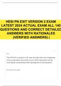 HESI PN EXIT VERSION 2 EXAM LATEST 2024 ACTUAL EXAM ALL 140 QUESTIONS AND CORRECT DETAILED ANSWERS WITH RATIONALES (VERIFIED ANSWERS) |