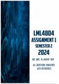 LML4804 Assignment 1 Semester 2 2024 | Due 26 August 2024