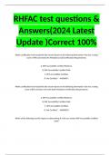 RHFAC test questions & Answers(2024 Latest Update )Correct 100%