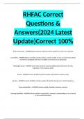 RHFAC Correct Questions & Answers(2024 Latest Update)Correct 100%