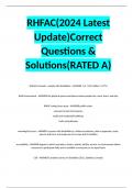 RHFAC(2024 Latest Update)Correct Questions & Solutions(RATED A)