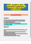 TEFL Academy Unit 1 Assessment questions + answers (distinction guaranteed)