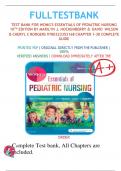 Test Bank For Wongs Essentials of Pediatric Nursing 10th Edition By Hockenberry; Wilson; Rodgers | 9780323624190| All Chapter 1-30| LATEST