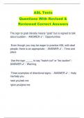 ASL Tests  Questions With Revised & Reviewed Correct Answers