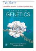 Test Bank for Concepts of Genetics 12th Edition by William S. Klug All Chapters 1 - 26 LATEST