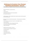 IB Biology HL Evolution Test / Revised Questions and Answers / Sure A+