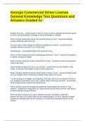 Georgia Commercial Driver License General Knowledge Test Questions and Answers Graded A+