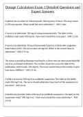 Dosage Calculation Exam 1 Detailed Questions and Expert Answers