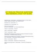  ACT ENGLISH PRACTICE QUESTIONS AND ANSWERS LATEST TOP SCORE.