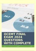 OCEMT FINAL EXAM 2024 QUESTIONS WITH COMPLETE ANSWERS!!