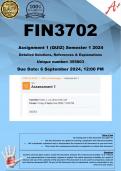 FIN3702 Assignment 1 (COMPLETE ANSWERS) Semester 2 2024 (355803)- DUE 6 September 2024