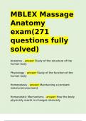 MBLEX Massage Anatomy exam(271 questions fully solved).