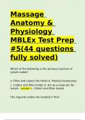 Massage Anatomy & Physiology MBLEx Test Prep -5(44 questions fully solved)