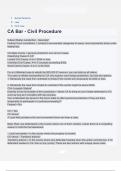 Social Science Law Civil Law CA Bar = CA difference - Civil Procedure 107 questions and correct answers (elaborations) with 100% accurate , verified , latest fully updated , 2024/2025 ,already passed , graded a+, complete solutions guarantee distinctions 