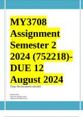 CMY3708 Assignment 1 (COMPLETE ANSWERS) Semester 2 2024 (752218)- DUE 12 August 2024 ; 100% TRUSTED Complete, trusted solutions and explanations.... 