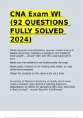 CNA Exam WI (92 QUESTIONS FULLY SOLVED 2024).