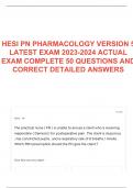 HESI PN PHARMACOLOGY VERSION 5 LATEST EXAM 2023-2024 ACTUAL EXAM COMPLETE 50 QUESTIONS AND CORRECT DETAILED ANSWERS 