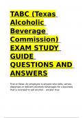 TABC (Texas Alcoholic Beverage Commission) EXAM STUDY GUIDE QUESTIONS AND ANSWERS