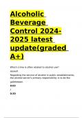 Alcoholic Beverage Control 2024-2025 latest update(graded A+)