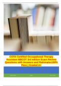 COTA Certified Occupational Therapy Assistant NBCOT 3rd edition Exam Review Questions with Answers and Rationales100% Pass | Graded A+