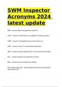 SWM Inspector Acronyms 2024 latest update.